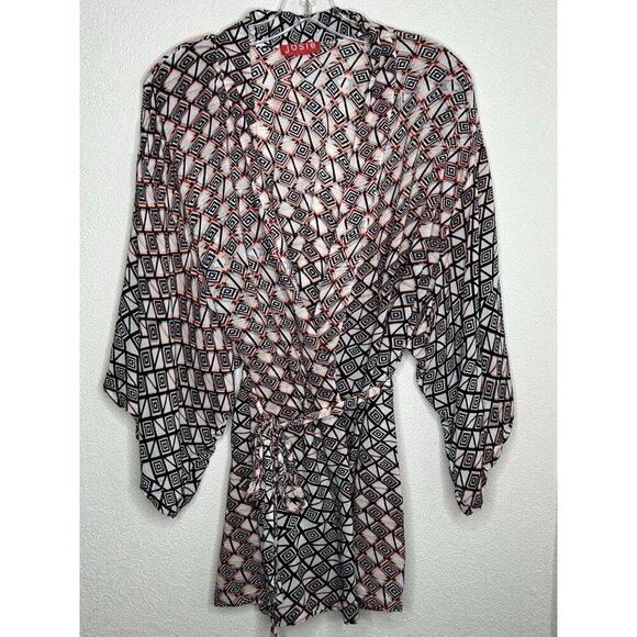Natori Josie Kimono Robe Coverup Topper Womens Medium Wrap Geometric Rayon M - Picture 1 of 12